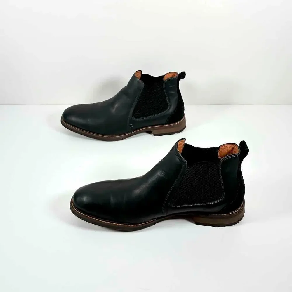 Florsheim Men's Lodge Plain Toe Gore Chelsea Boot In Black Leather - 11 M